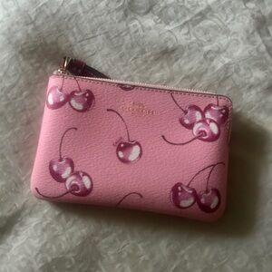 Coach Pink Cherry Print Zip Pouch